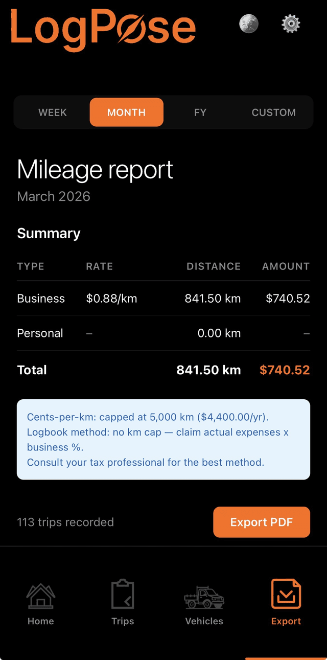 LogPoint export screen