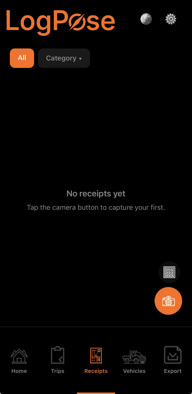 LogPoint receipts screen