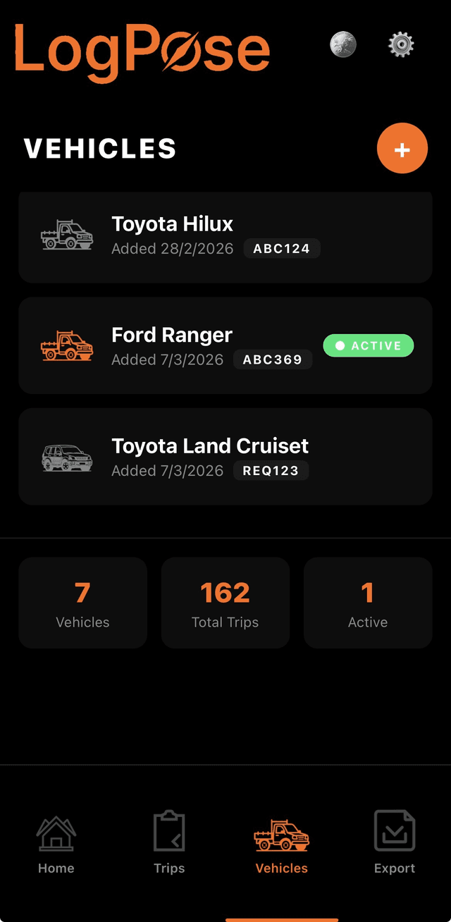LogPoint vehicles screen